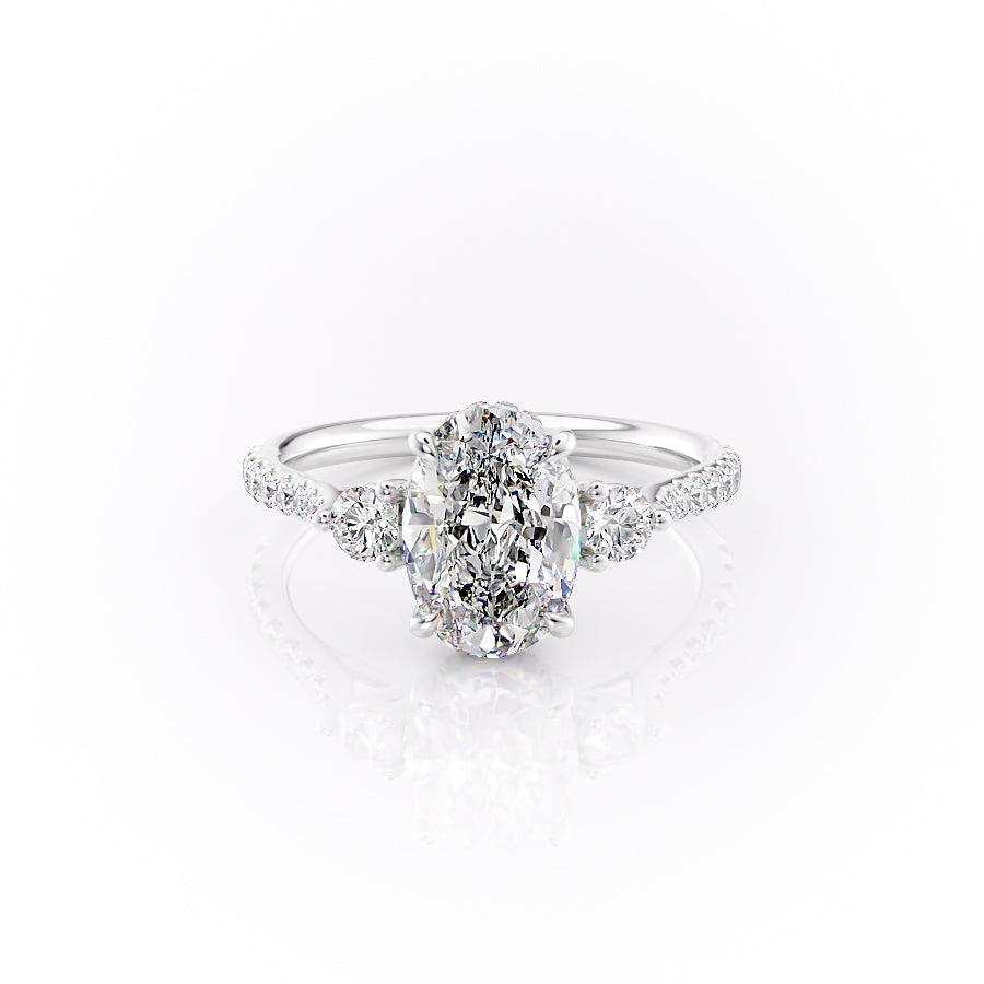 The Pave Lucy Set With An Oval Lab Diamond-L'Amour Brilliance #material_white