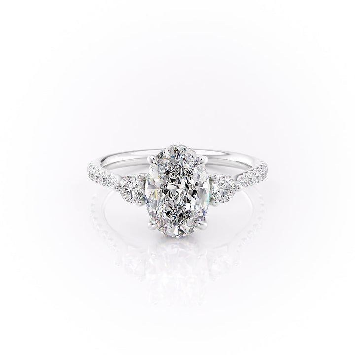 The Pave Lucy Set With An Oval Lab Diamond-L'Amour Brilliance #material_white