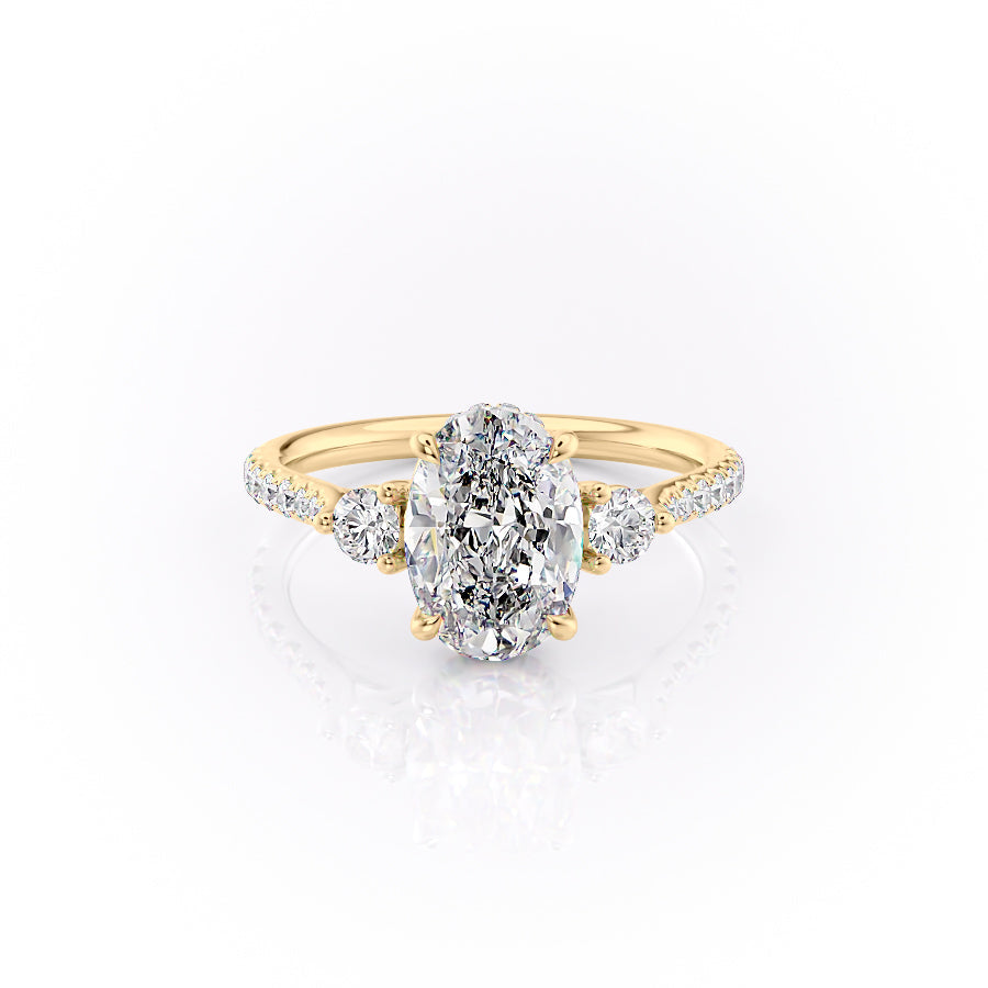 The Pave Lucy Set With An Oval Lab Diamond-L'Amour Brilliance #material_gold