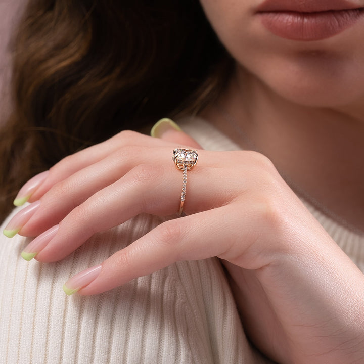 The Pave Mabel Set With Cushion Pave Lab Diamond 2.5 Carat 14K Rose#material_14k-rose