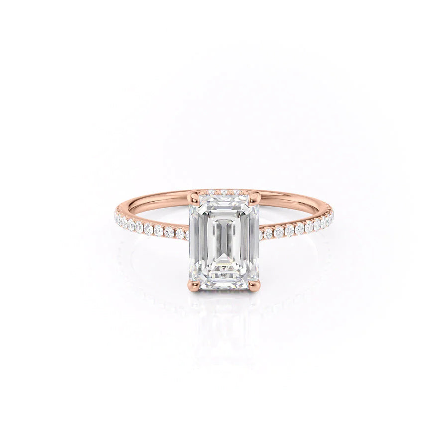 The Pave Mabel Set With Emerald Pave Moissanite#material_14k-rose