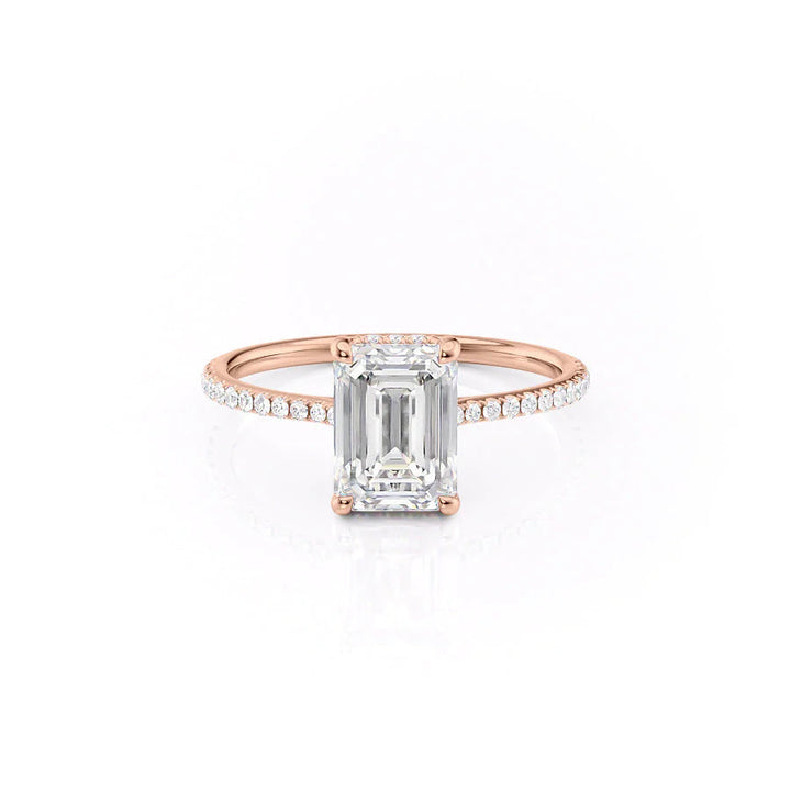 The Pave Mabel Set With Emerald Pave Moissanite#material_14k-rose