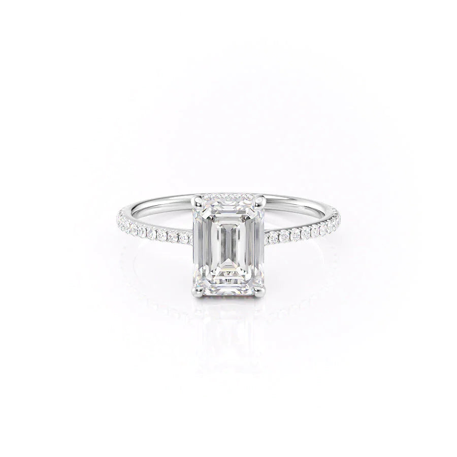 The Pave Mabel Set With Emerald Pave Moissanite#material_14k-white