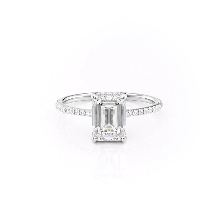 The Pave Mabel Set With Emerald Pave Moissanite#material_14k-white