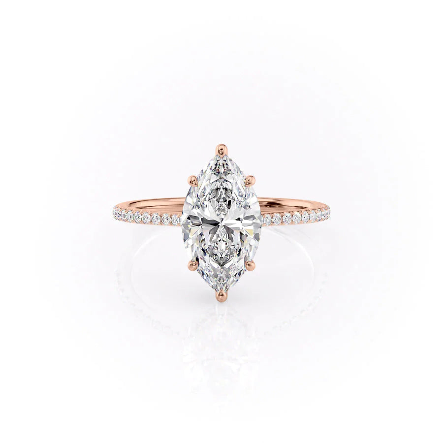 The Pave Mabel Set With Marquise Pave Lab Diamond 1 Carat 14K Rose#material_14k-rose