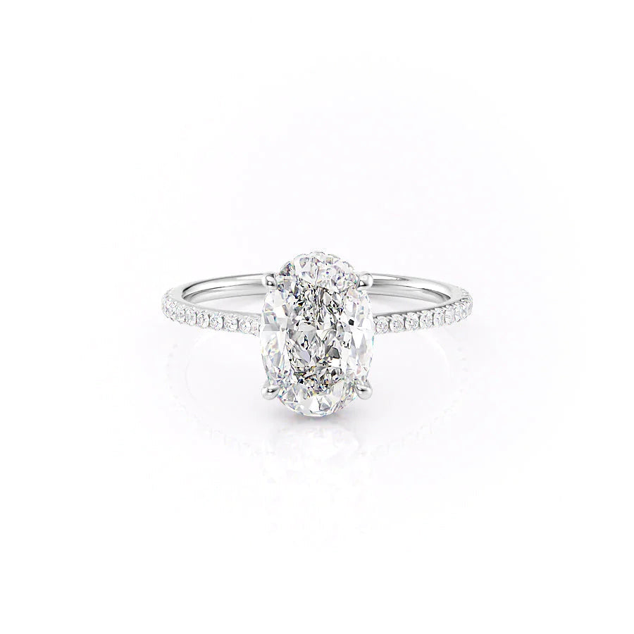 The Pave Mabel Set With Oval Pave Lab Diamond 1 Carat 14K White#material_14k-white