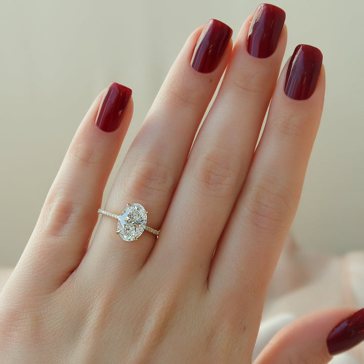 The Pave Mabel Oval Lab Diamond Moissanite Engagement Ring *Shown with 3 ct #material_gold