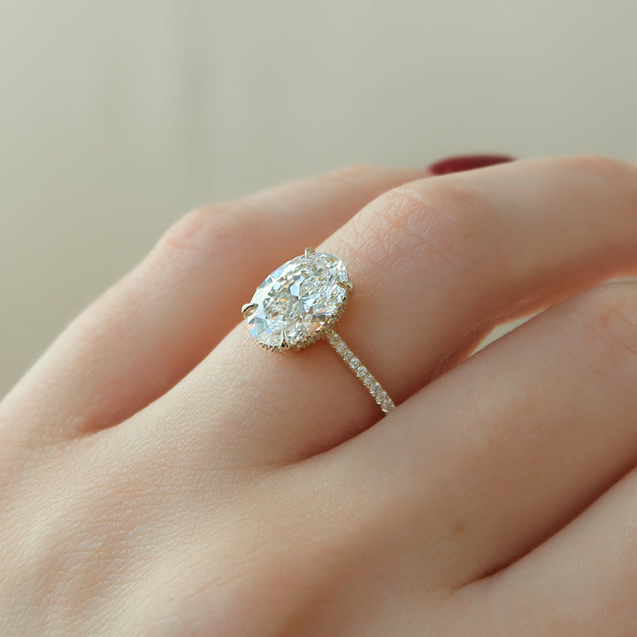 The Pave Mabel Oval Lab Diamond Moissanite Engagement Ring *Shown with 3 ct #material_gold