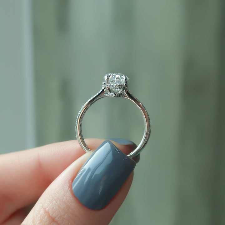 The Pave Mabel Oval Lab Diamond Moissanite Engagement Ring *Shown with 2 ct #material_white