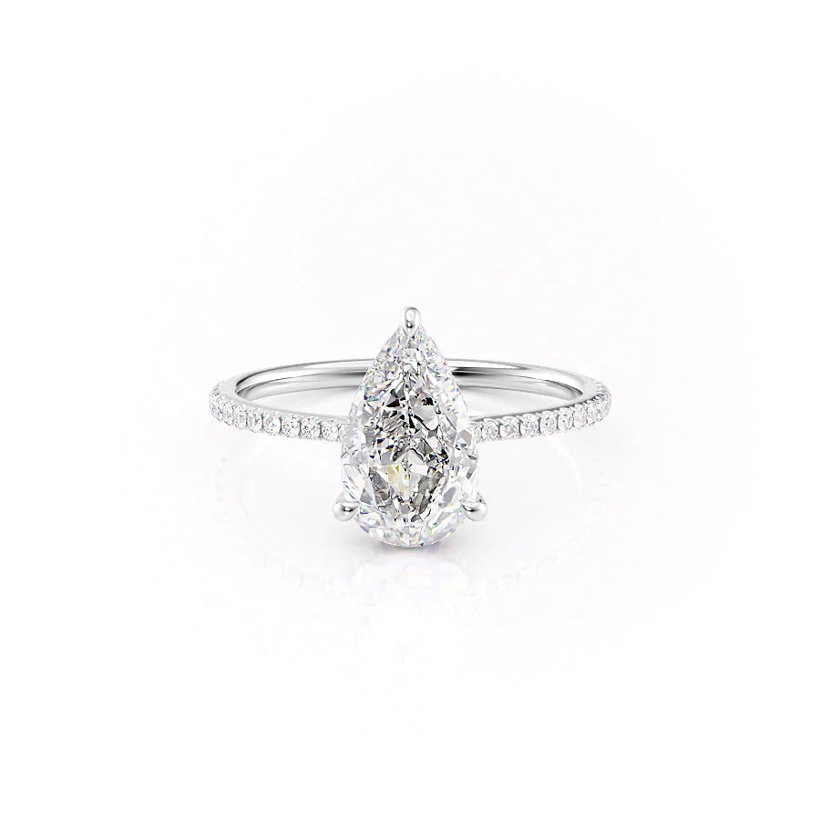 The Pave Mabel Set With Pear Pave Lab Diamond 1 Carat 14K White#material_14k-white