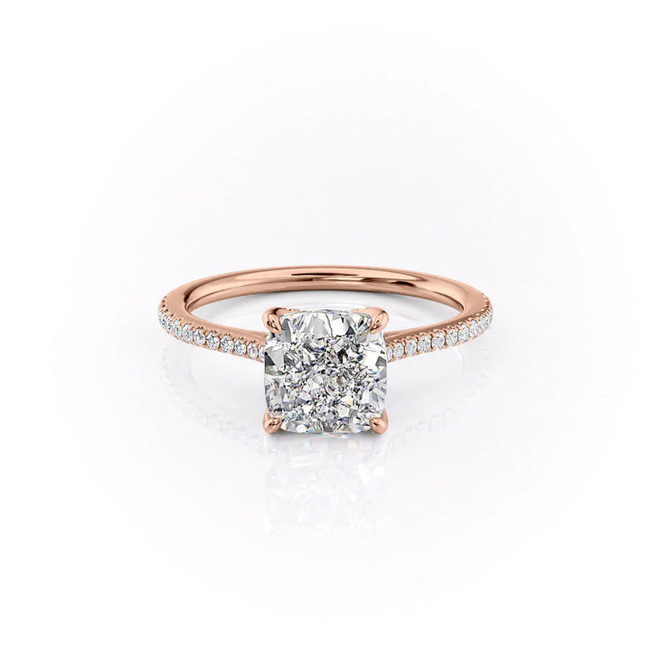 The Pave Meera Set With Cushion Pave Lab Diamond 1 Carat 14K Rose#material_14k-rose