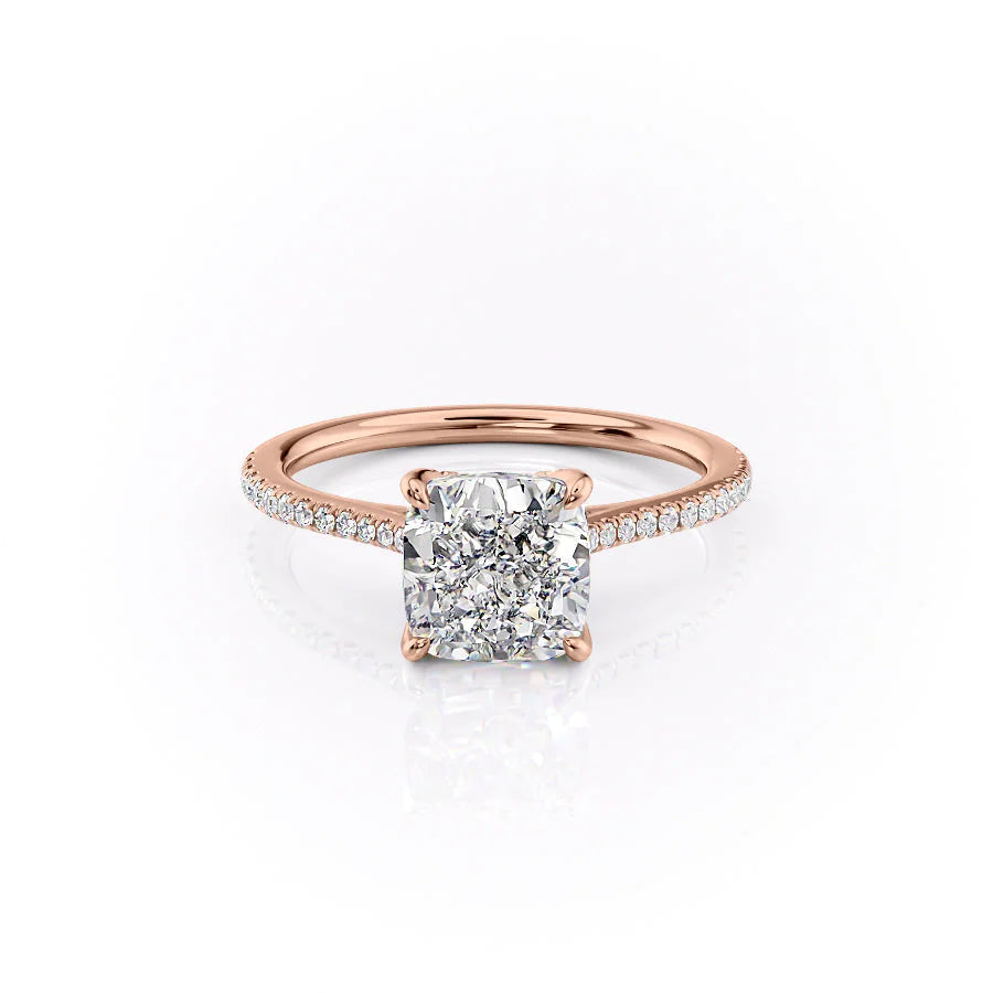 The Pave Meera Set With Cushion Pave Moissanite#material_14k-rose