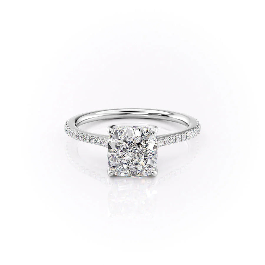 The Pave Meera Set With Cushion Pave Lab Diamond 1 Carat 14K White#material_14k-white