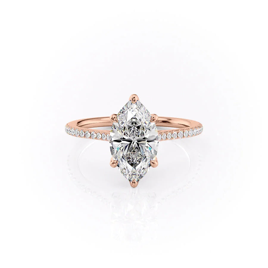 The Pave Meera Set With Marquise Pave Lab Diamond 1 Carat 14K Rose#material_14k-rose