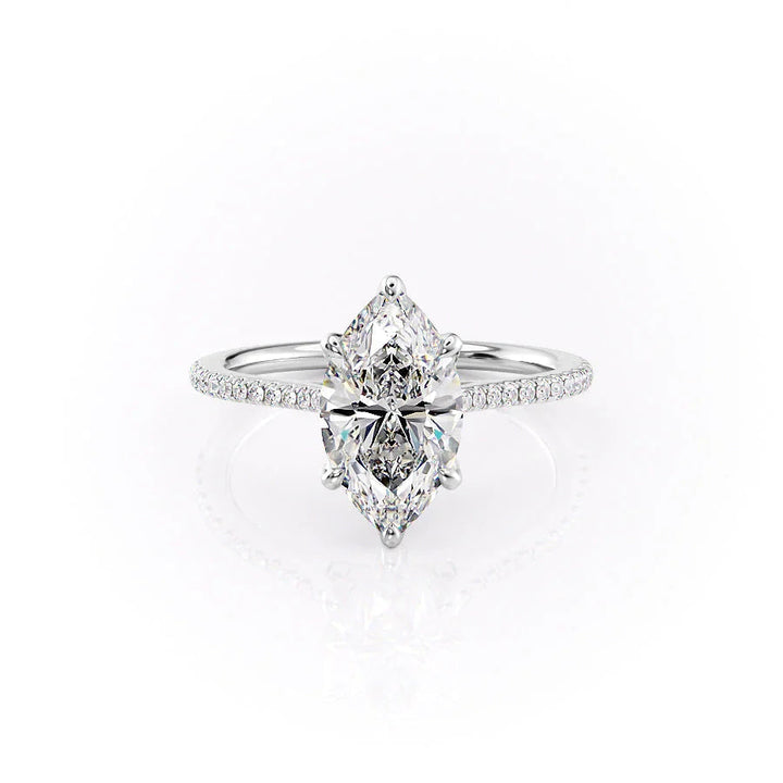 The Pave Meera Set With Marquise Pave Lab Diamond 1 Carat 14K White#material_14k-white