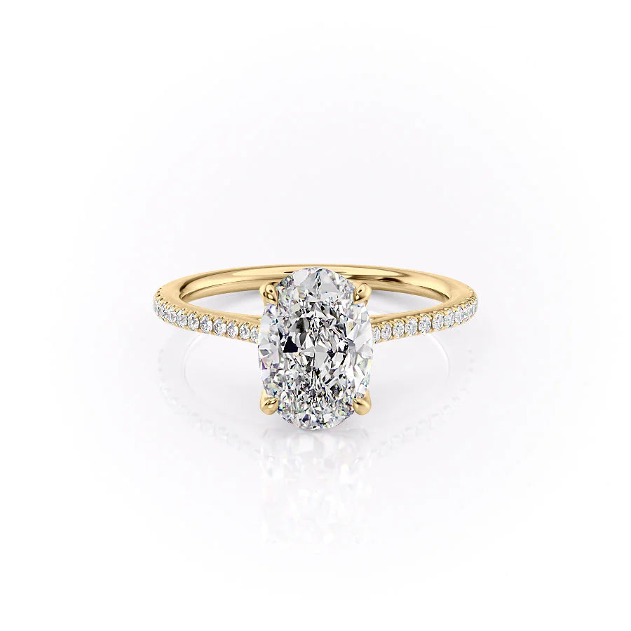 The Pave Meera Set With Oval Pave Lab Diamond 1 Carat 14K Gold#material_14k-gold