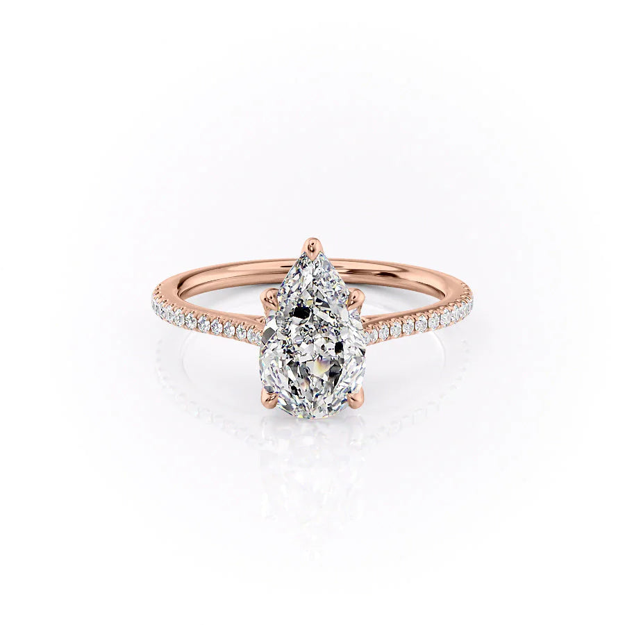 The Pave Meera Set With Pear Pave Lab Diamond 1 Carat 14K Rose#material_14k-rose