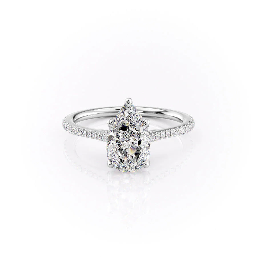 The Pave Meera Set With Pear Pave Lab Diamond 1 Carat 14K White#material_14k-white