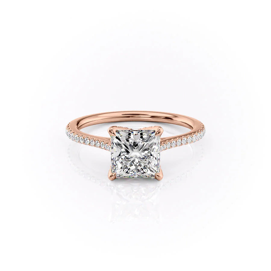 The Pave Meera Set With Princess Pave Lab Diamond 1 Carat 14K Rose#material_14k-rose