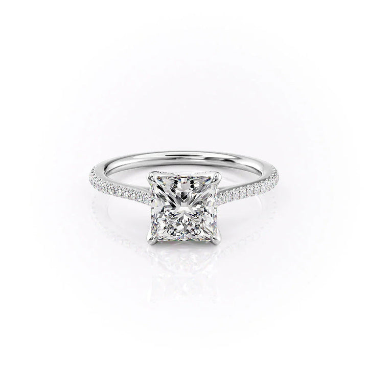 The Pave Meera Set With Princess Pave Lab Diamond 1 Carat 14K White#material_14k-white