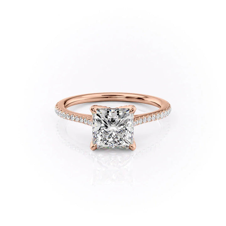 The Pave Meera Set With Princess Pave Lab Diamond 1 Carat 18K Rose#material_18k-rose