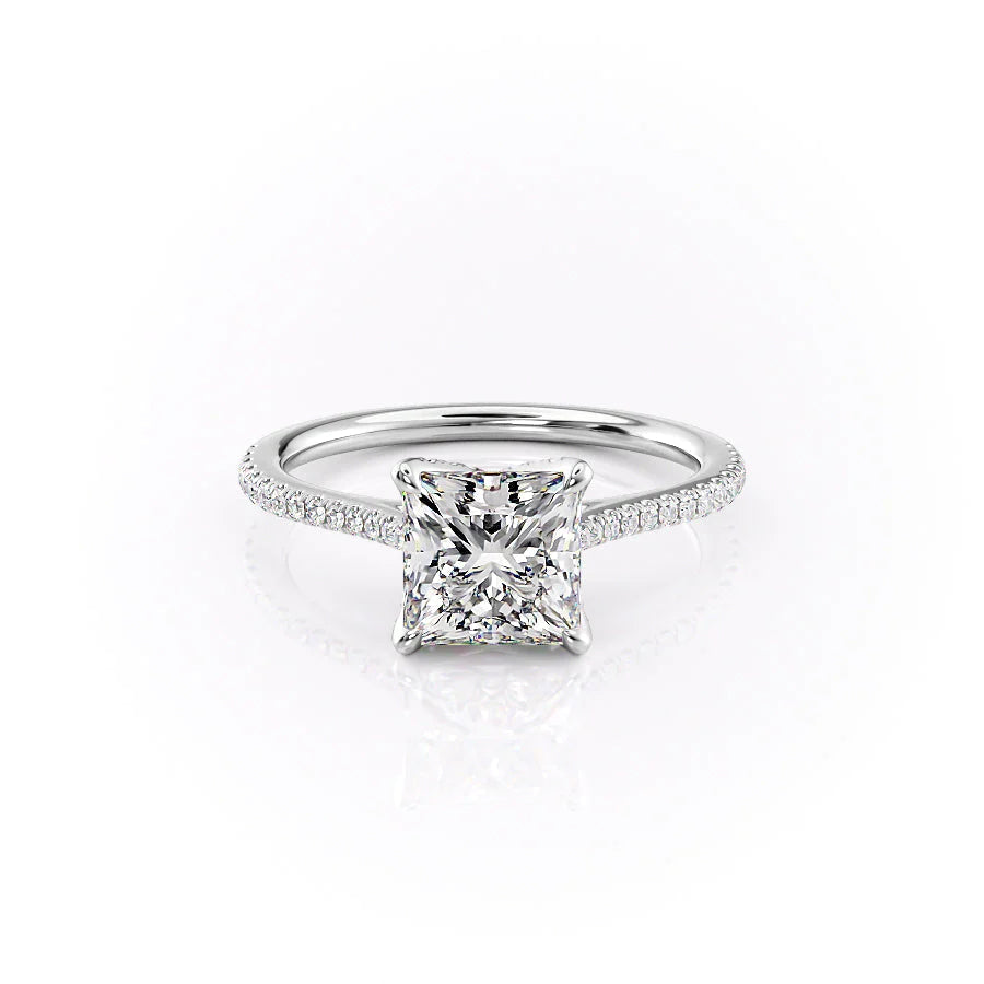 The Pave Meera Set With Princess Pave Lab Diamond 1 Carat 18K White#material_18k-white