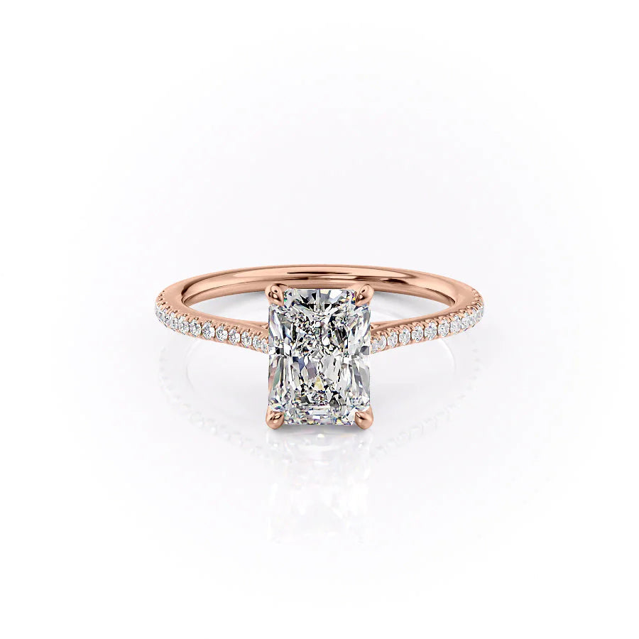 The Pave Meera Set With Radiant Pave Lab Diamond 1 Carat 14K Rose#material_14k-rose