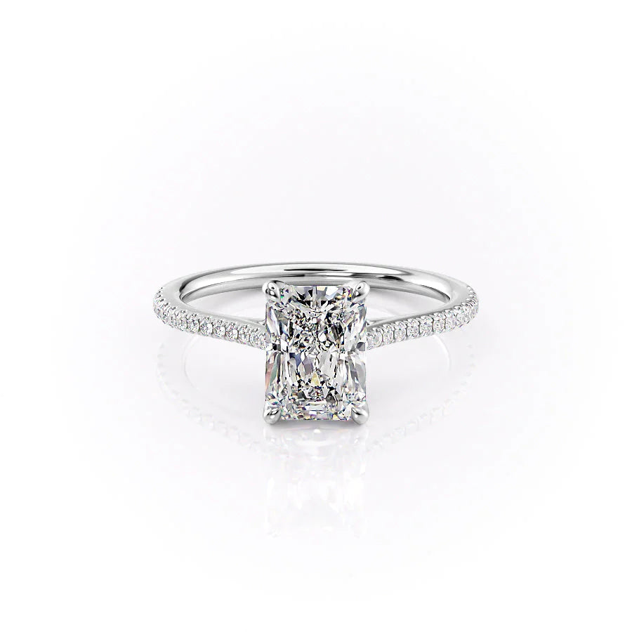 The Pave Meera Set With Radiant Pave Lab Diamond 1 Carat 14K White#material_14k-white