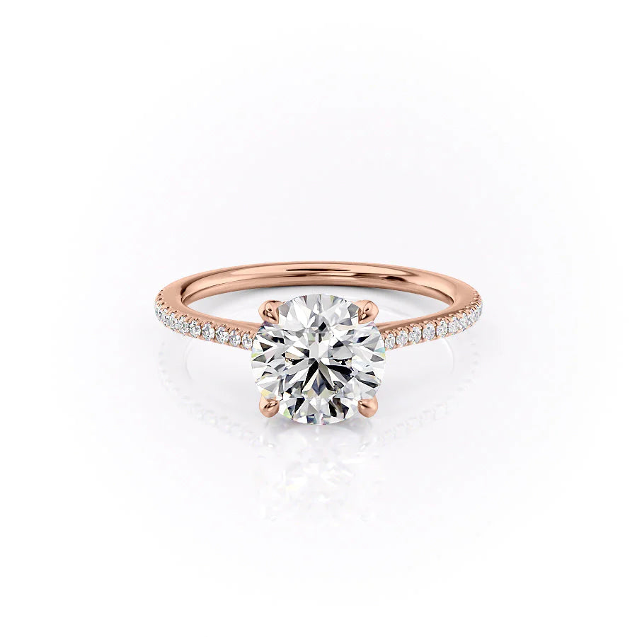 The Pave Meera Set With Round Pave Lab Diamond 1 Carat 14K Rose#material_14k-rose