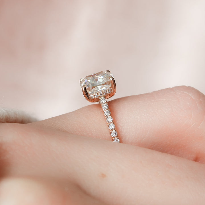 The Pave Natasha Cushion Lab Diamond Moissanite Engagement Ring *Shown with 2.5 ct #material_rose
