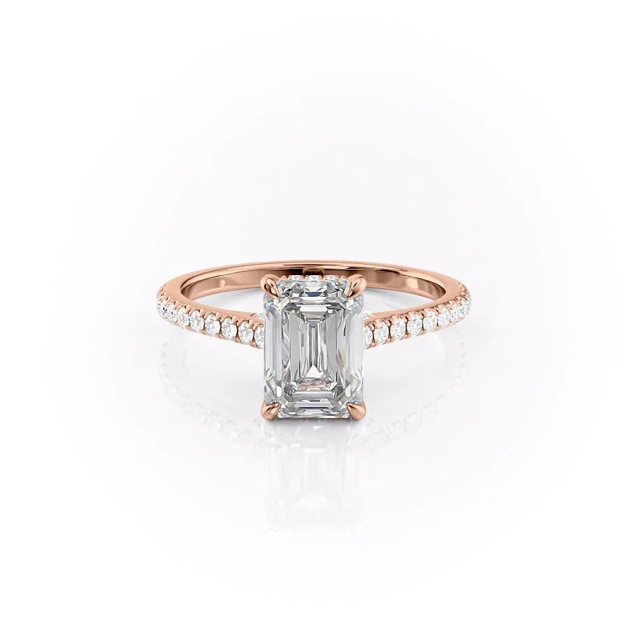 The Pave Natasha Set With Emerald Pave Moissanite#material_14k-rose