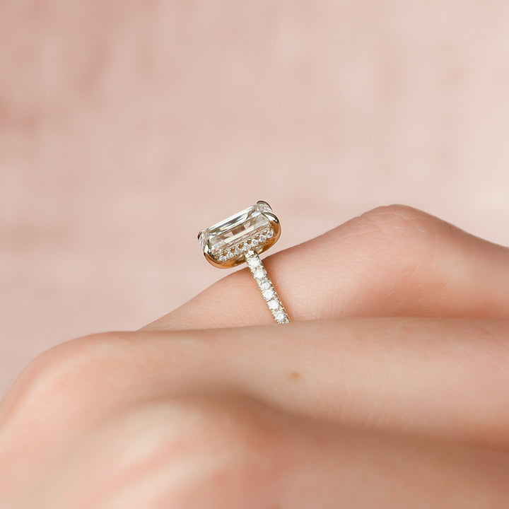 The Pave Natasha Emerald Lab Diamond Moissanite Engagement Ring *Shown with 2.5 ct #material_gold