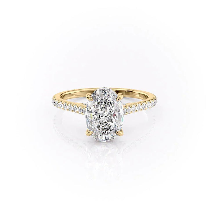 The Pave Natasha Set With Oval Pave Lab Diamond 1 Carat 14K Gold#material_14k-gold