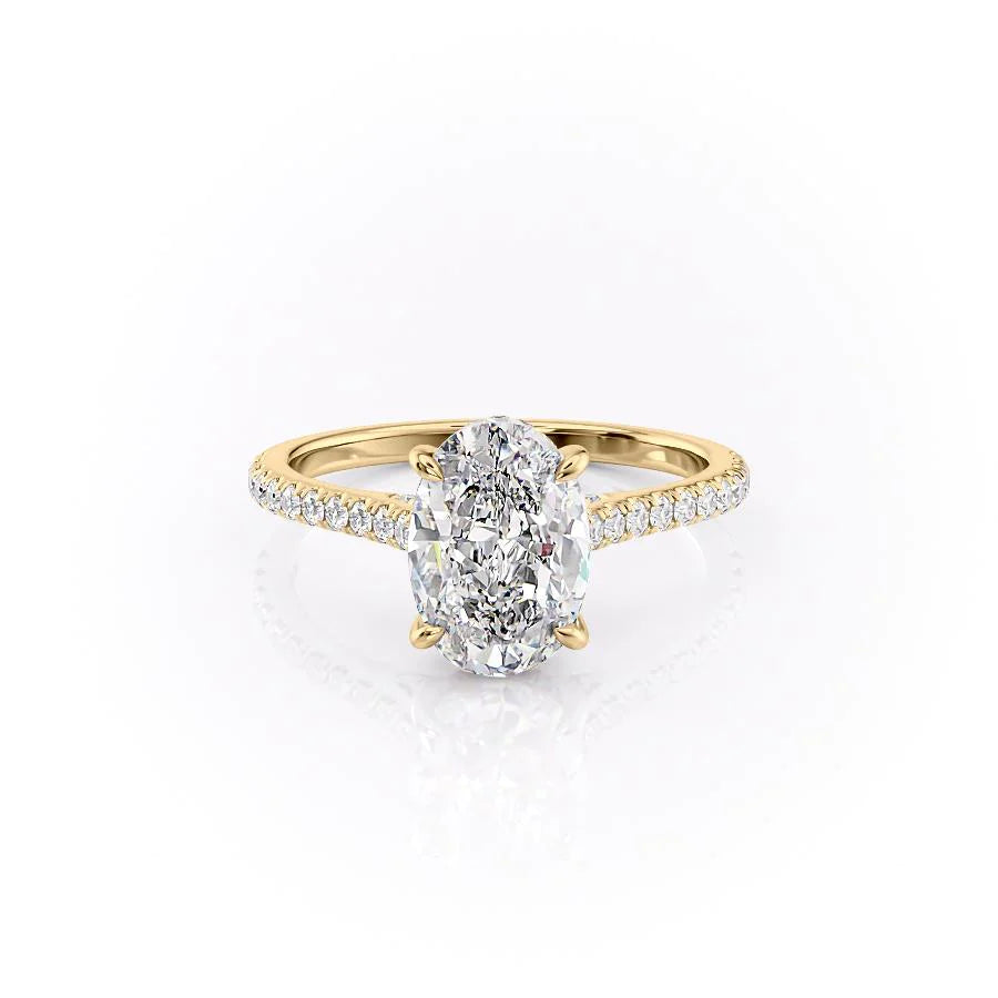 The Pave Natasha Set With Oval Pave Moissanite#material_14k-gold