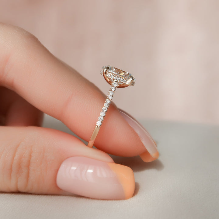 The Pave Natasha Set With Oval Pave Lab Diamond 1 Carat 14K Rose#material_14k-rose