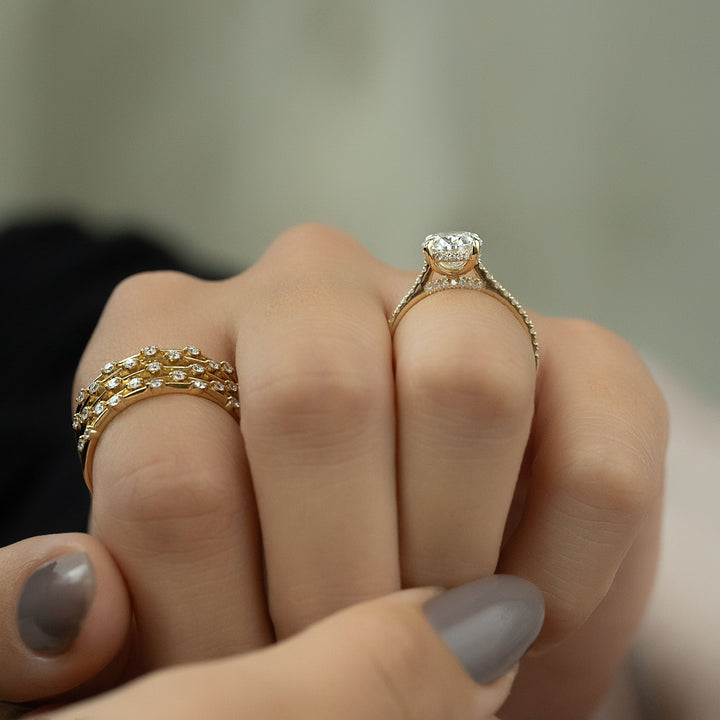 The Pave Natasha Oval Lab Diamond Moissanite Engagement Ring *Shown with 2.5 ct #material_gold