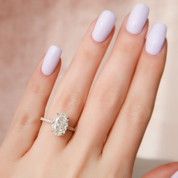 The Pave Natasha Oval Lab Diamond Moissanite Engagement Ring *Shown with 3.5 ct #material_rose