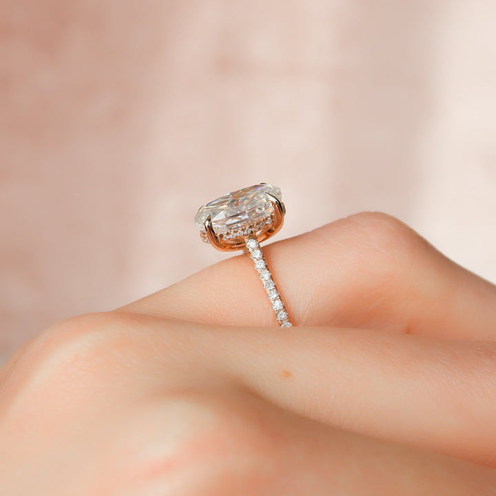 The Pave Natasha Oval Lab Diamond Moissanite Engagement Ring *Shown with 3.5 ct #material_rose