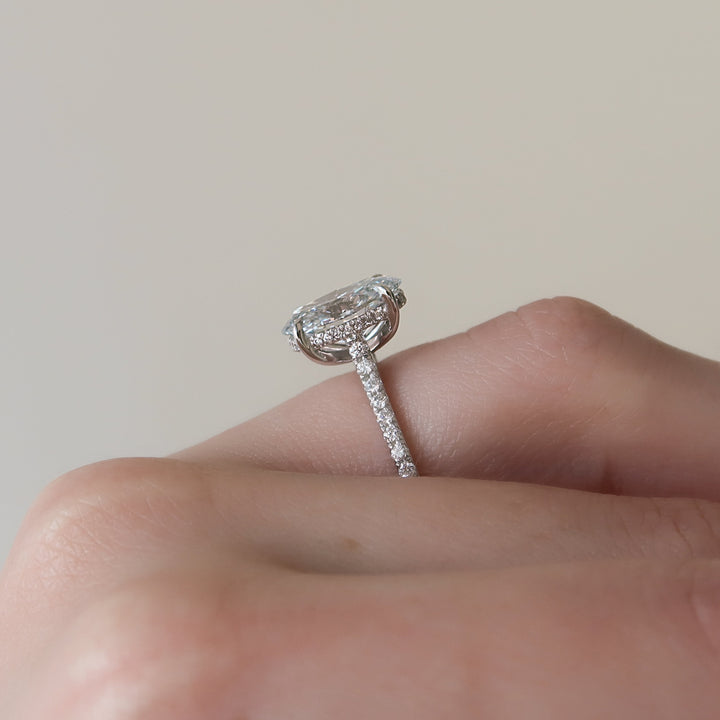 The Pave Natasha Oval Lab Diamond Moissanite Engagement Ring *Shown with 3 ct #material_white