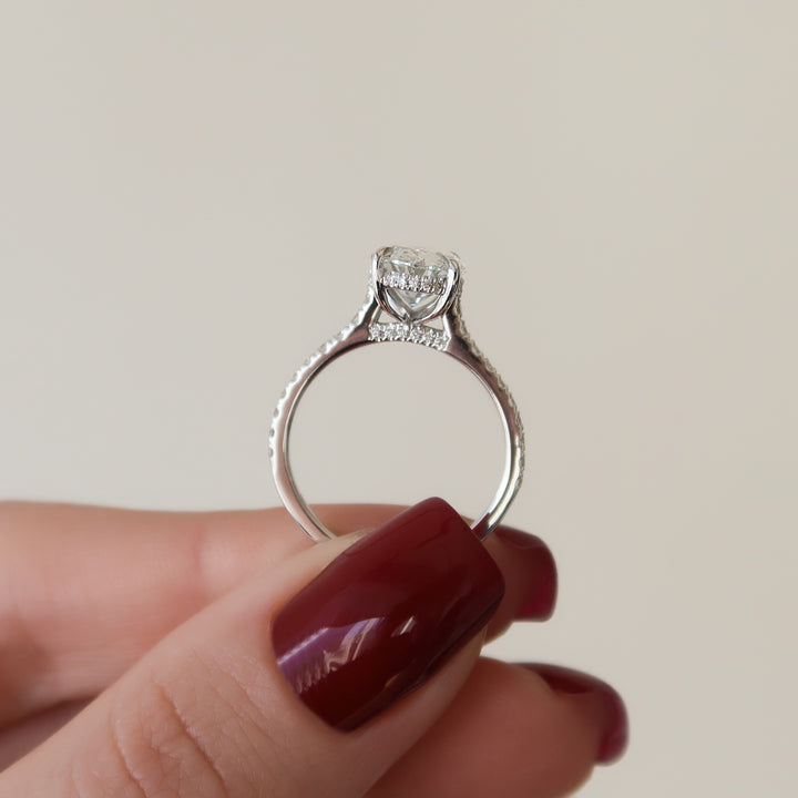 The Pave Natasha Oval Lab Diamond Moissanite Engagement Ring *Shown with 3 ct #material_white