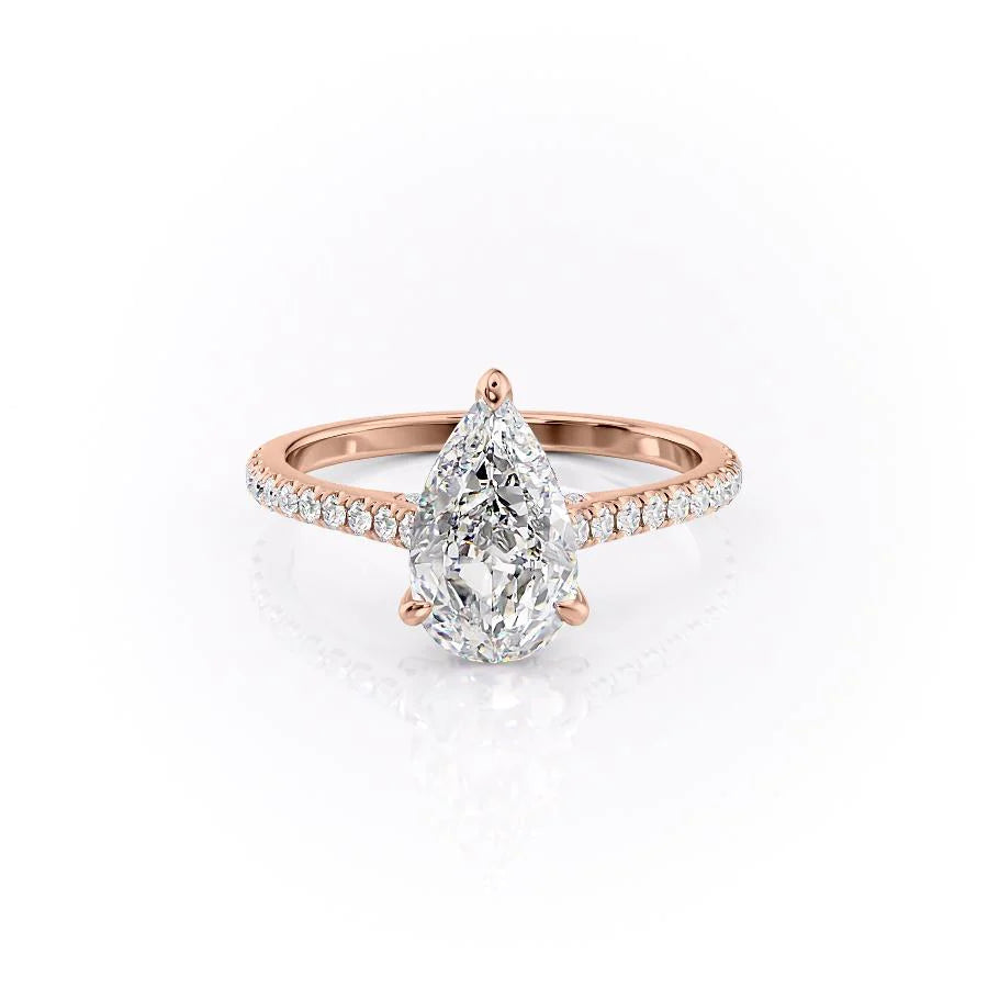 The Pave Natasha Set With Pear Pave Lab Diamond 1 Carat 14K Rose#material_14k-rose