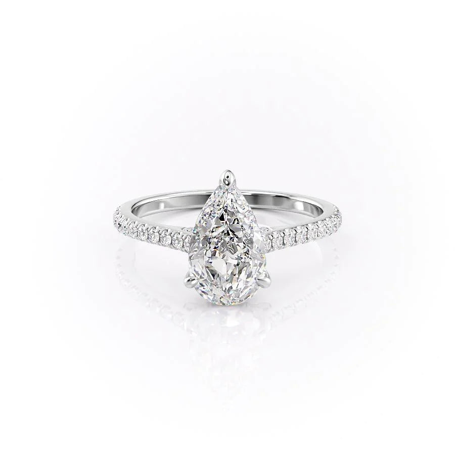 The Pave Natasha Set With Pear Pave Lab Diamond 1 Carat 14K White#material_14k-white