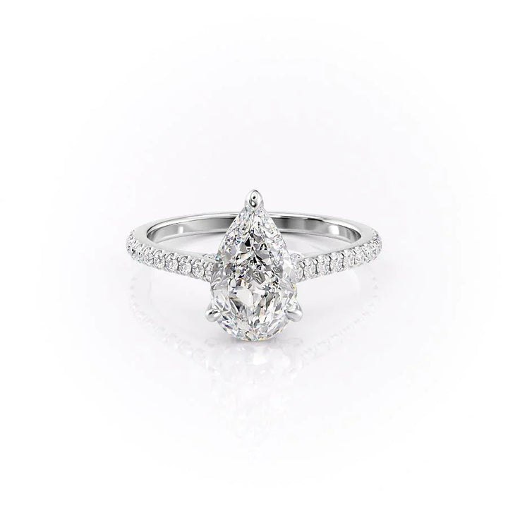 The Pave Natasha Set With Pear Pave Lab Diamond 1 Carat 18K White#material_18k-white