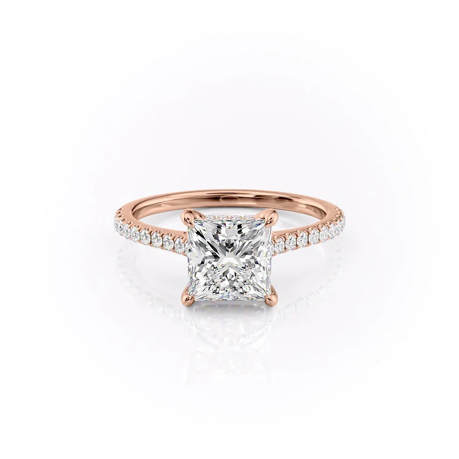 The Pave Natasha Set With Princess Pave Lab Diamond 1 Carat 14K Rose#material_14k-rose