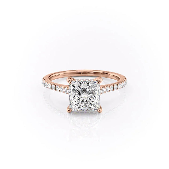 The Pave Natasha Set With Princess Pave Lab Diamond 1 Carat 14K Rose#material_14k-rose