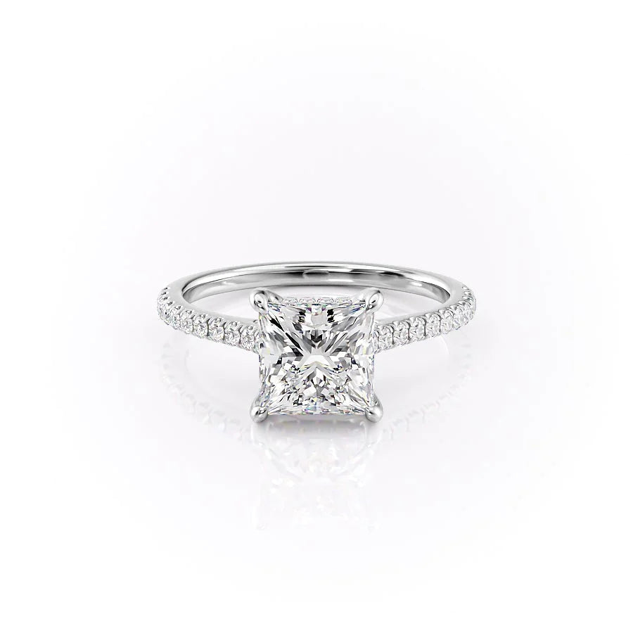 The Pave Natasha Set With Princess Pave Lab Diamond 1 Carat 14K White#material_14k-white