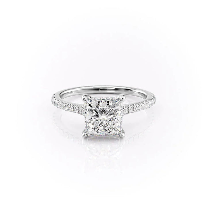 The Pave Natasha Set With Princess Pave Lab Diamond 1 Carat 14K White#material_14k-white