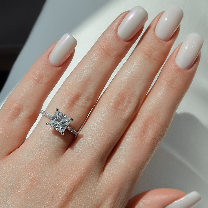 The Pave Natasha Set With Princess Pave Lab Diamond 2 Carat 14K White#material_14k-white