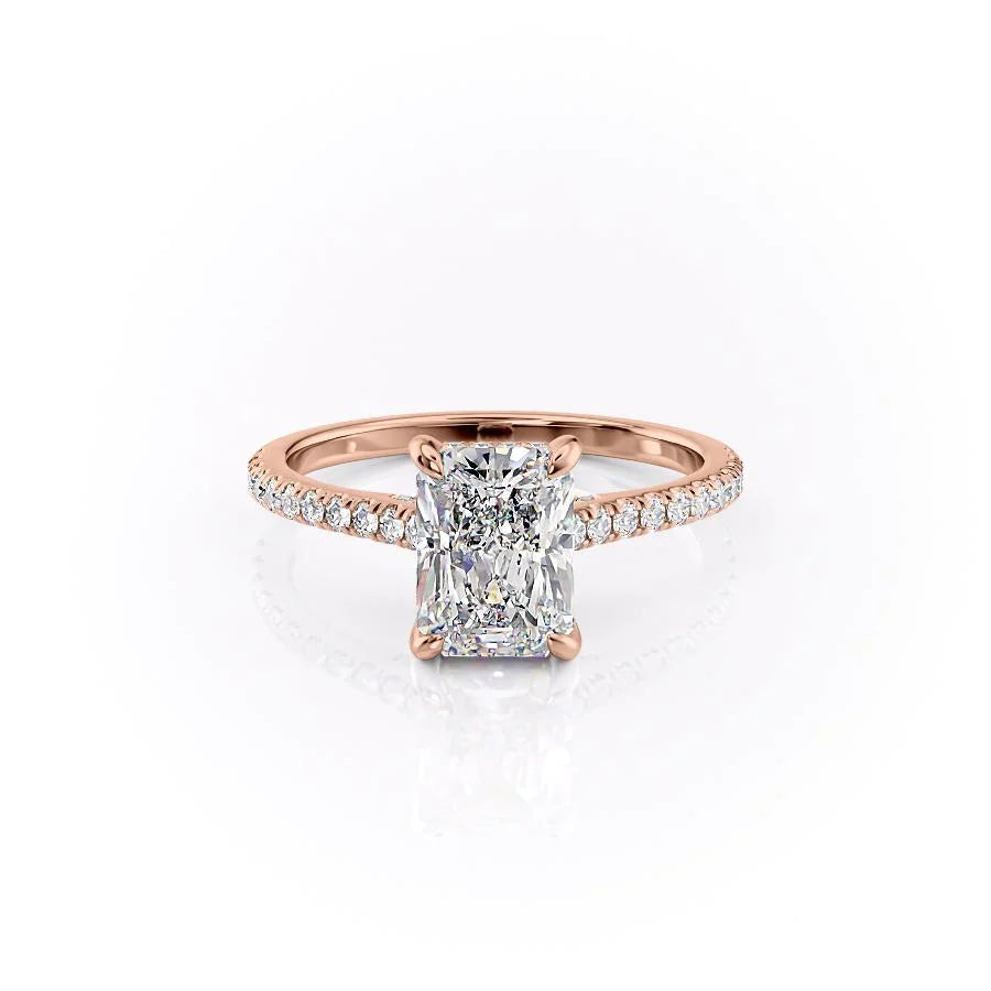 The Pave Natasha Set With Radiant Pave Lab Diamond 1 Carat 14K Rose#material_14k-rose