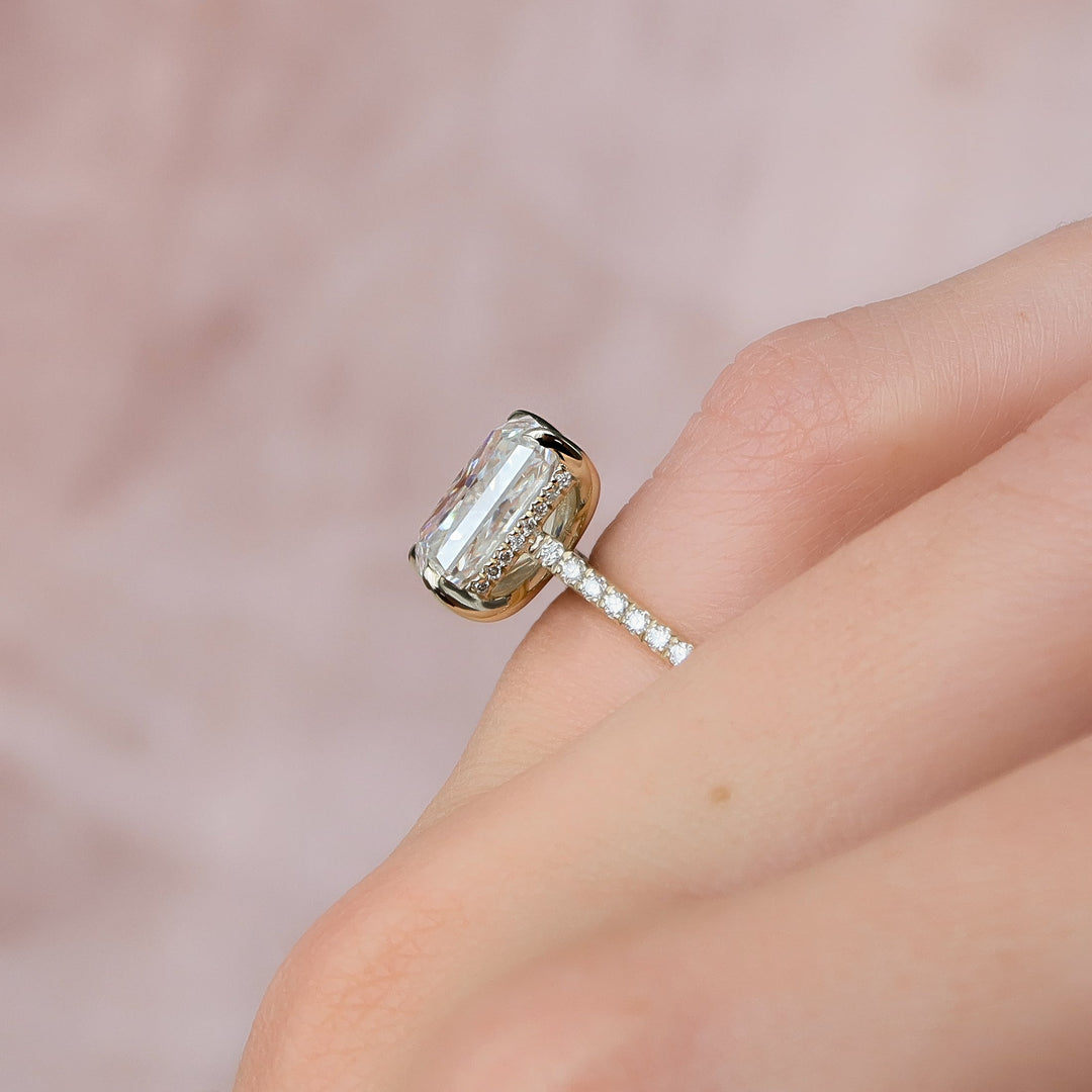 The Pave Natasha Radiant Lab Diamond Moissanite Engagement Ring